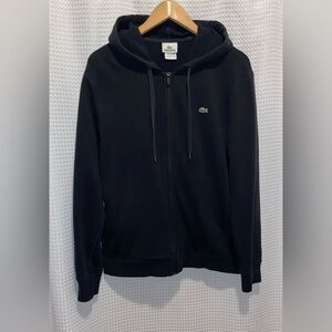 Men’s LACOSTE 100% cotton black zip up hoodie sweater size 4 / medium‎